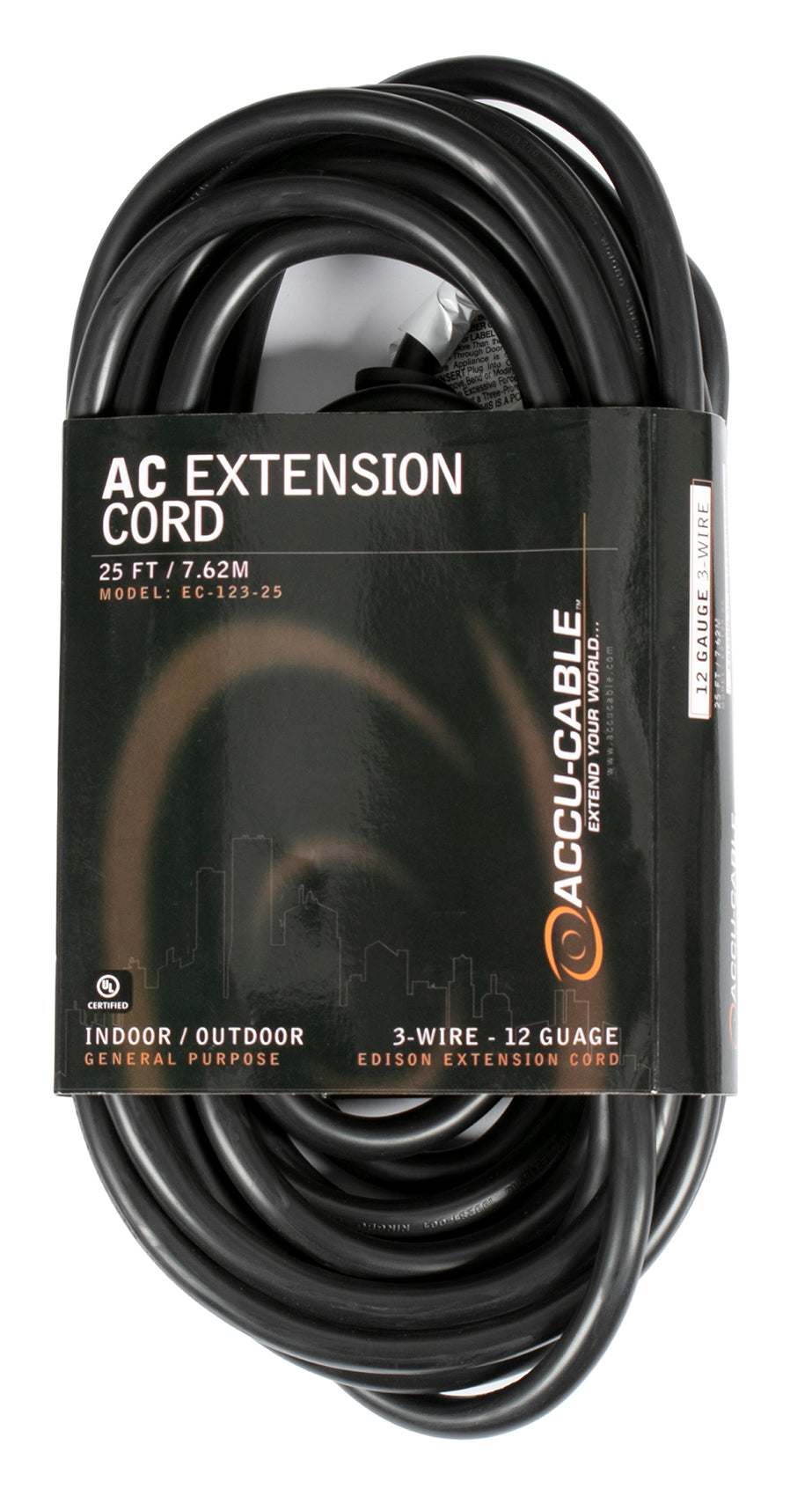 American DJ ADJ EC123-25 25 Foot 12 Gauge AC Extension Cord w/ Edison Plug