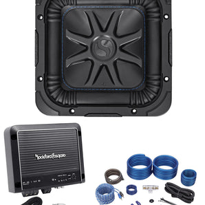 Kicker 44L7S8-4 L7S84 8" 900w SoloBaric L7S Subwoofer+Rockford Amplifier+Amp Kit