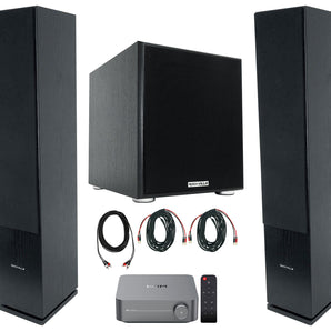 (2) Rockville Rocktower 64B Black Home Tower Speakers+Wifi Amp Receiver+Sub