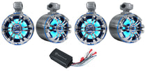 (4) 6.5" LED Silver Tower Speakers+PS40 Bluetooth Amp For ATV/UTV/RZR