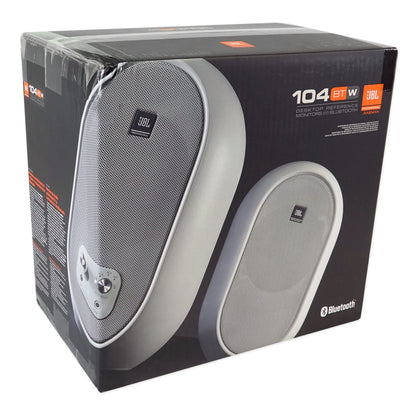 (2) 104SET-BTW Active Studio Monitors w/Bluetooth + White Adjustable Stands