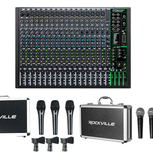 Mackie ProFX22v3 22-Channel 4-Bus Effects Mixer w/USB ProFX22 v3+ 6) Mics+Cases