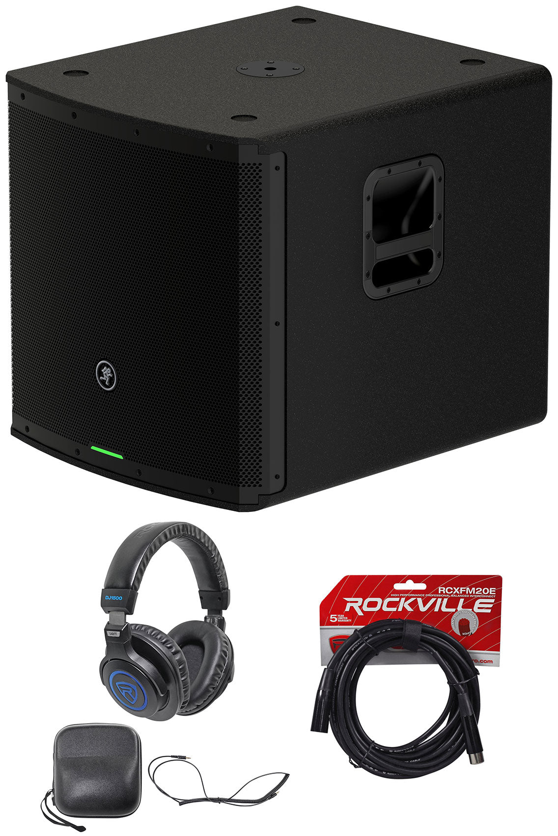 SR18S 18" 1600W Powered Active DJ PA Subwoofer With Headphones & XLR Cable