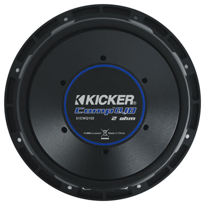 Kicker 51CWQ102 COMP Q 10" 800 Watt Car Audio Subwoofer DVC 2 Ohm Sub CWQ102