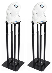 (2) ROCK SPOT 260W WHITE Moving Head Lights + 8 Ft Black Totem Stands