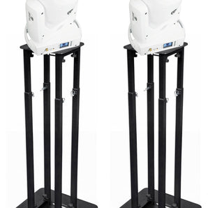 2) Rockville ROCK SPOT 260W WHITE DJ Moving Head Lights+8 ft. Black Totem Stands