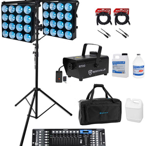 (2) American DJ DOTZ MATRIX COB Wash/Blinder Lights+DMX Control+Stand+Fogger+Bag