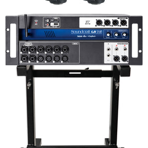 Soundcraft Ui16 Digital Recording Mixer w/Wifi+App Ctrl+Stand+2) Warm Audio Mics