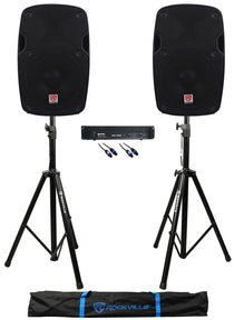 (2) SPG88 8" 400W DJ/Pro PA Speakers+2000W Amplifier+Stands+Cables