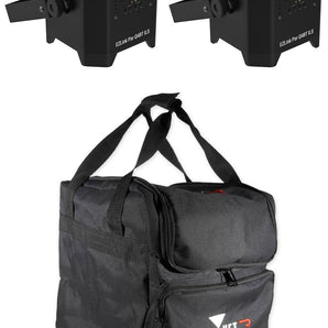 2 Chauvet DJ EZLink Par Q4BT ILS RGBA Bluetooth Rechargeable Par Wash Lights+Bag