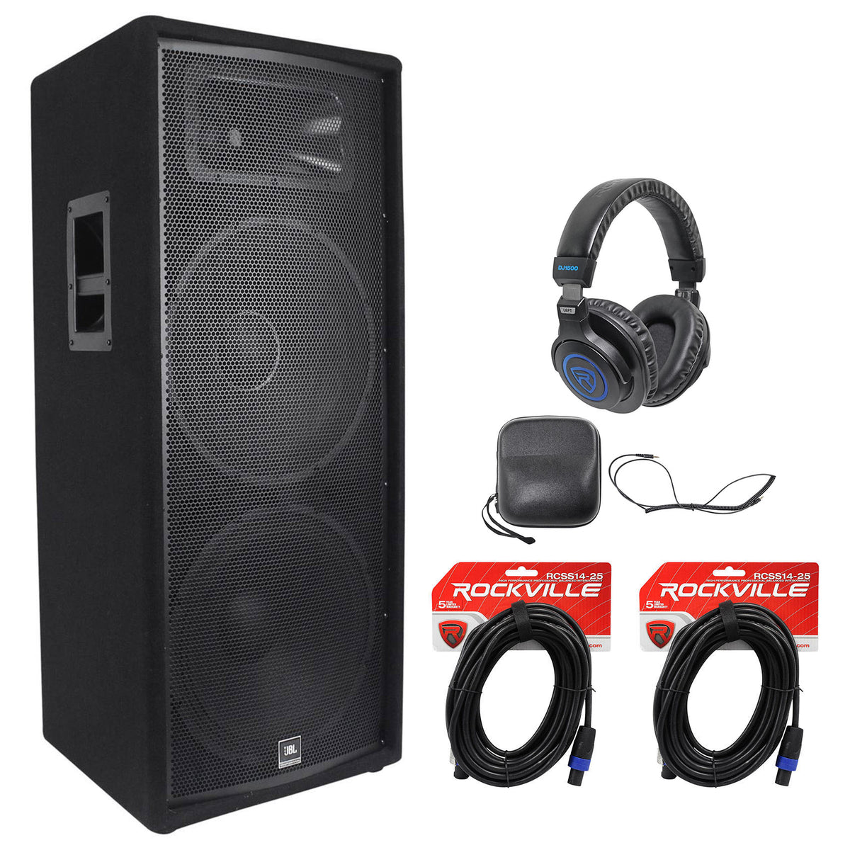 JRX225 Speaker + DJ1500 Headphones + (2) Speakon Cables