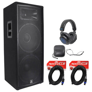 JBL JRX225 Dual 15" 2000 Watt Passive 4 Ohm DJ/PA Speaker+Headphones JRX 225