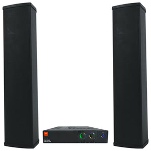 JBL CSA 280Z Amplifier+(2) Column Line Array 70V Commercial Speakers in Black