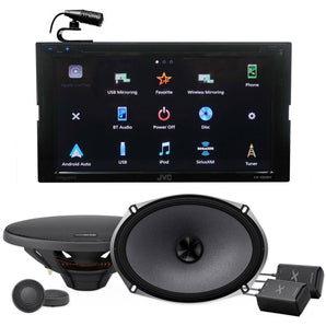 JVC KW-V960BW Bluetooth Wireless CarPlay Receiver+Alpine 6x9" Component Speakers