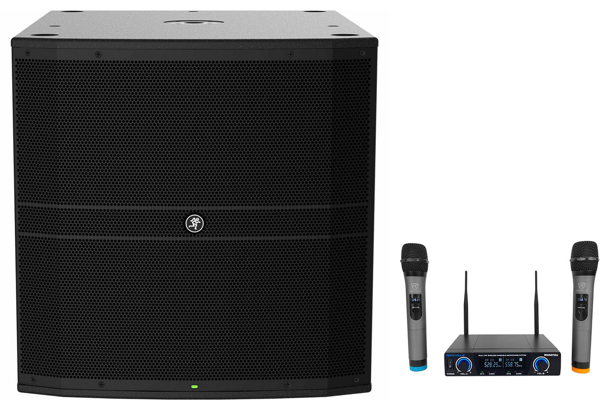 DRM18S 2000w 18" Powered DJ PA Subwoofer Sub+Dual Wireless Microphones