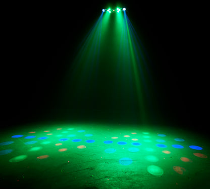 (4) Furious Five RG RGBW+UV LED DMX Laser/Strobe/Derby Effect Lights