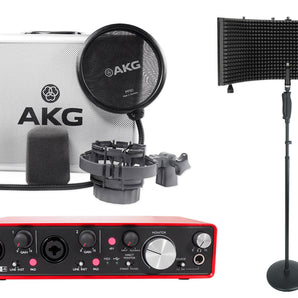 AKG C414 XLII Recording Microphone Mic+Focusrite Interface+Vocal Shield+Stand