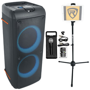 Rockville ROCK PARTY 9 Dual 8" Karaoke Machine System w/LEDS's+Mic+Tablet Stand