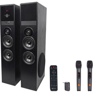 Rockville TM80B Home Theater Tower Speakers w/8" Sub/Bluetooth+JBL Wireless Mics