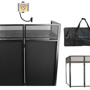 Rockville ROCKBOOTH XL DJ Booth Facade+Table+Bag+Scrim+Gooseneck Tablet Stand