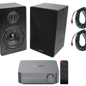 2) Rockville RockShelf 68B 360w Black 6.5" Bookshelf Speakers+Wifi Amp Receiver