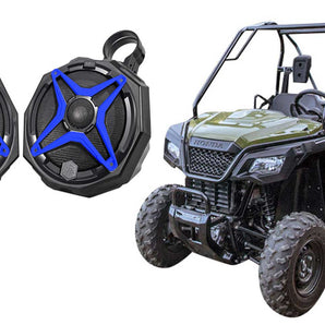 2) 6.5" Roll Cage Roll Bar SSV Tower Speakers for Honda Pioneer+Pods+Blue Grills