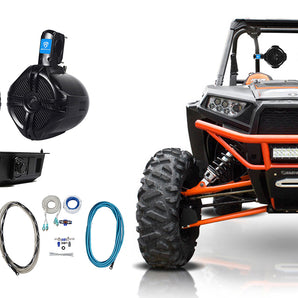 2) Rockville 6.5" Rollbar Speakers+4-ch Amp+Bluetooth Contol ATV/UTV/RZR /Polaris