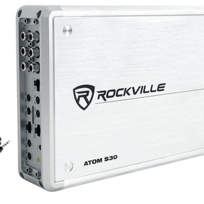 Rockville ATOM S30 Marine Amplifier 2400w 4 Channel Amp w/Volt Meter+PA Mic