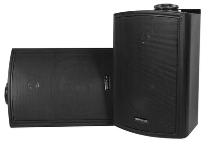 Rock Zone 8 Ch. Receiver+(16) Black 5.25" Wall Speakers For Restaurant