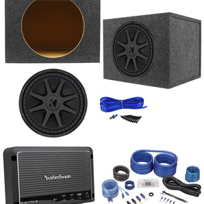 Kicker 44CVX154 Comp VX CVX 15" 2000w Subwoofer+Rockford Amp+Sealed Box+Wires