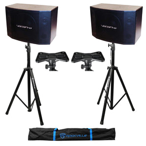 (2) Vocopro SV-600 2-Way 12" 300 Wat Karaoke Speakers + Tripod Stands SV500