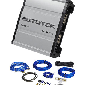 Autotek SS1500.2 Super Sport 1500w 2-Channel Car Amplifier Class A/B + Amp Kit