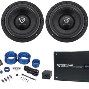 (2) Rockville W10K6D4 V2 10" 4000w Car Audio Subwoofers+Mono Amplifier+Amp Kit