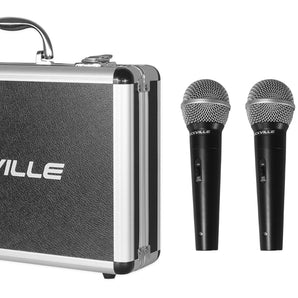 Rockville RMC-3PK 3 Pack Metal Wired Vocal/Instrument/DJ Microphones+Metal Case