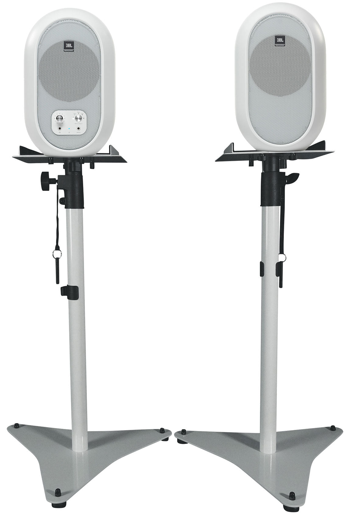 (2) 104SET-BTW Active Studio Monitors w/Bluetooth + White Adjustable Stands