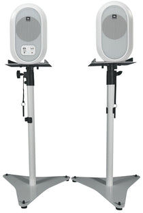 (2) 104SET-BTW Active Studio Monitors w/Bluetooth + White Adjustable Stands