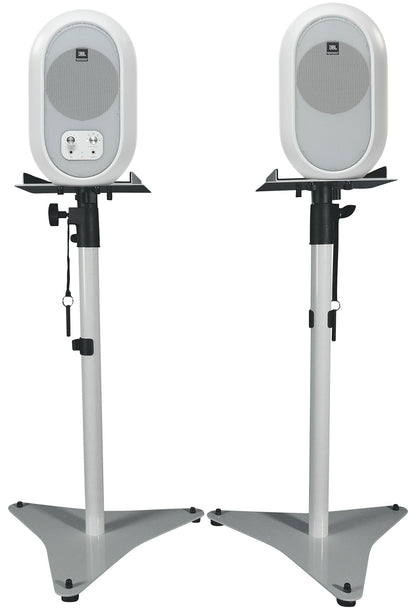 (2) 104SET-BTW Active Studio Monitors w/Bluetooth + White Adjustable Stands