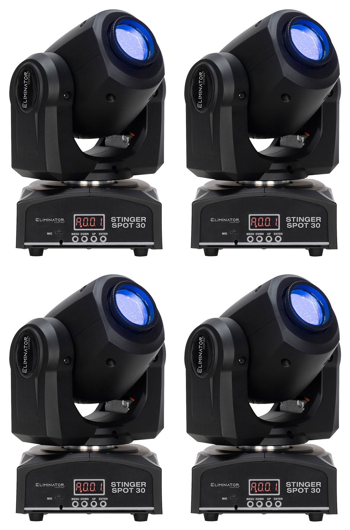 (4) Stinger Spot 30 White LED DMX Moving Head Lights