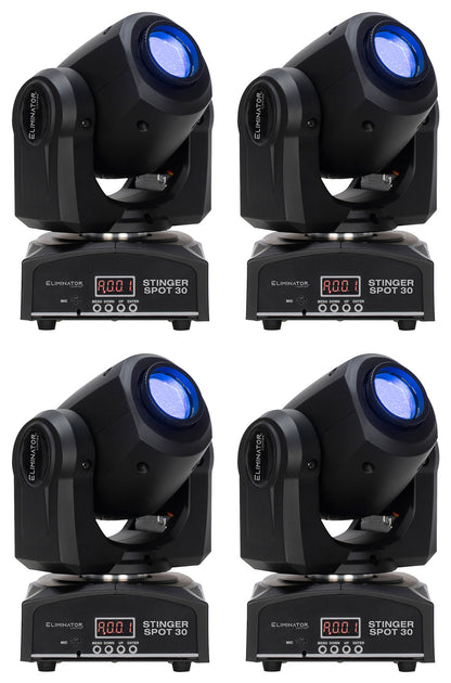 (4) Stinger Spot 30 White LED DMX Moving Head Lights