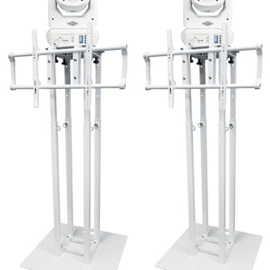 (2) Rockville ROCK SPOT 260W WHITE DJ Moving Head Lights+White Totem/TV Stands