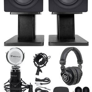 Rockville Home Studio Recroding Kit w/Interface+Monitors+Stands+Mic+Headphones