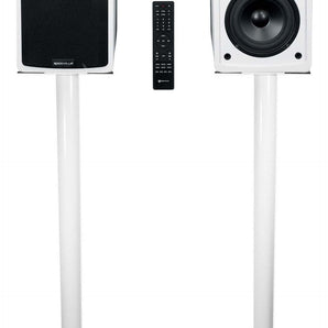 Rockville ELITE-5W 5.25" Powered White Bookshelf Speakers w/Bluetooth+37" Stands