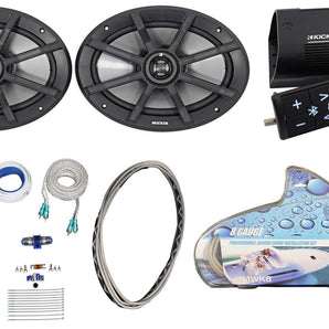 (2) Kicker 40PS692 6x9" 180w ATV/Motorcycle Speakers+Bluetooth Amplifier+Amp Kit