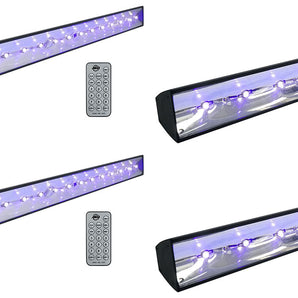 (4) American DJ ECO BAR UV DMX 18x3W Ultraviolet LED Bar Black Lights w/ Remote