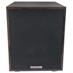 Rockville Rock Shaker Dark Wood 600w 10" Powered Home Theater Subwoofer Sub