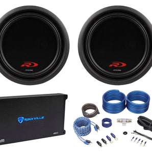 (2) Alpine SWR-T10 10" 3600w Shallow Subwoofers + Mono Amplifier + Amp Wire Kit