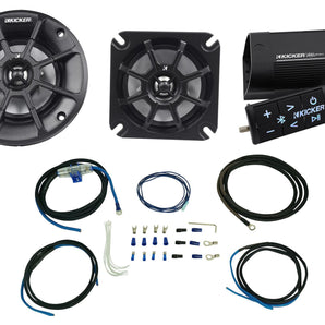 Pair Kicker 40PS44 4" 60W ATV/Motorcycle Speakers+Bluetooth Amplifier+Wire Kit