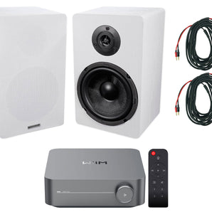 2) Rockville RockShelf 68W 360w 6.5" White Bookshelf Speakers+Wifi Amp Receiver