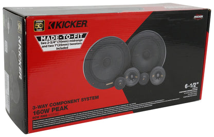 2) Kicker 51KSS365 6.5" + 2.75" 3-Way Car Audio Component Speakers w/1" Tweeters