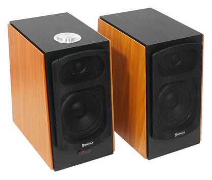 (2) HD5 5" Bluetooth Bookshelf Home Theater Speakers+Wood Stands